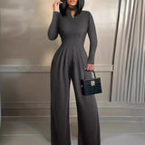 Daniela - Eleganter langärmeliger Jumpsuit – Grau