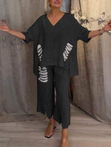 Ebony - Zweiteiliges Sommer Outfit Setzen – Schwarz