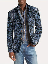 Modische lässiger leopardendruck anzug jacke – Himmelblau