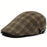 Zared – Verstellbare Vintage Baskenmütze mit Karomuster – Khaki