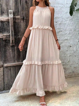 Charlize™ - Maxikleid mit Nackenträger und Taschen – Aprikose