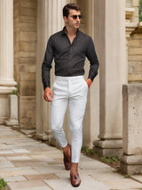 Finn | SlimFit-Stretchhemd in Uni-Farbe – Schwarz