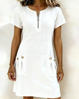 Dariae - A-Linien-Kleid aus Leinenmix – Weiß