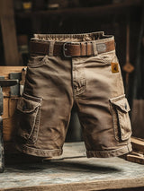 Herren Retro Outdoor Ripstop Mehrzweck Cargo Shorts – Braun