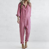 Tessa - Entspannter Frühlings-Jumpsuit mit Knopfleiste – Rosa