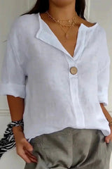 Chalina – Leinen bluse Mit V-Ausschnitt – Weiß