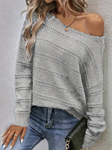 Lila strickpullover mit langen armeln – mia – Grau