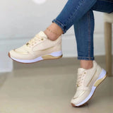 Olivianne | Flache Damen-Turnschuhe mit Schnürsenkeln – Aprikose