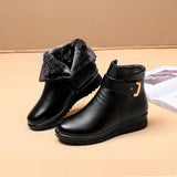 Winterschuhe Damen | Knöchelhoch Mit Metallschnalle – Schwarz