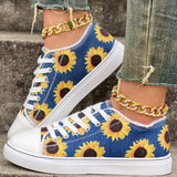 Portia - Sonnenblumen Druck Schnür Turnschuh – Blau