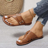 Noa - Braune flache Sandalen mit Stil und Komfort – Hellbraun