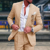 Hilmar - Eleganter Schmale Passform Anzug – Khaki