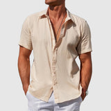 Caius | Herren Kurzarmhemd Regular Fit Freizeithemd – Beige