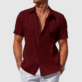 Caius | Herren Kurzarmhemd Regular Fit Freizeithemd – Dunkelrot