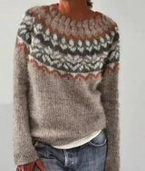 Izzel™ - Gemütlicher Fair Isle Pullover – Karamell