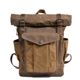 MARSEILLE | Rolltop-Rucksack aus wachsbeschichtetem Segeltuch – Kaffee
