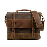 Mokalo™ Messenger Bag Aus Gewachstem Canvas & Leder – Unisex Umhängetasche Für Laptop & Alltag – Kaffee