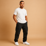 Herrenhose mit Taschenausrichtung | Gerade Form – Schwarz