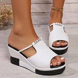Carina | Damen Plateau Sandalen mit T-Riemen – Weiß