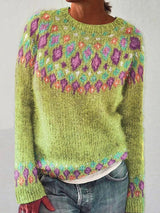 Carla – geometrischer pullover mit kontrastdruck – Gelb