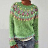 Carla – geometrischer pullover mit kontrastdruck – Grün