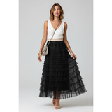Carlotta | Damen Midirock Tüll Elegant – Schwarz