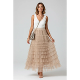 Carlotta | Damen Midirock Tüll Elegant – Beige