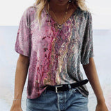 Carnale - Originelles Damen-T-Shirt im Boho-Stil – Rosafarbener Strand