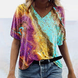 Carnale - Originelles Damen-T-Shirt im Boho-Stil – Bunter Strand