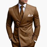 Casper | Herren Zweireiher Business Anzug – Khaki