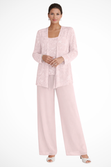 Cassiopeia | Damen Pailletten Anzug Set – Hellrosa