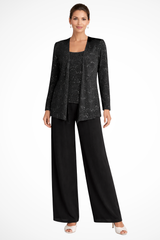 Cassiopeia | Damen Pailletten Anzug Set – Schwarz