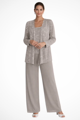 Cassiopeia | Damen Pailletten Anzug Set – Beige