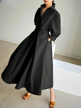 Rivis – Elegantes Langärmeliges Kleid – Schwarz