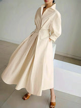 Rivis – Elegantes Langärmeliges Kleid – Beige