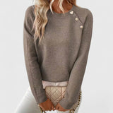 Liveta - Stilvoller Pullover Mit Knöpfen – Grau