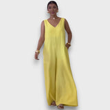 Aubrine – Fließender Jumpsuit mit V-Ausschnitt – Gelb