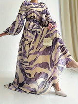 Elisire – Chiffon-Maxikleid mit künstlerischem Druck – Lila