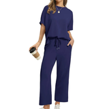 Shirona - Lässiges Oberteil Und Hose Zweiteiliges Set – Blau