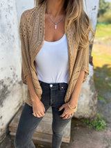Veronique – Cardigan Mit Halben Ärmeln – Khaki