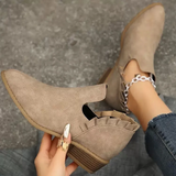Veredah - Trendige Stiefeletten Mit Rüschen – Khaki