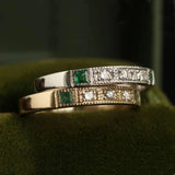 Ring aus Gold und Silber mit grünem Zirkonia – Gold