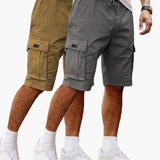 Herren-Cargoshorts im 2er-Pack mit Taschen, bequeme Passform – Grau | Khaki