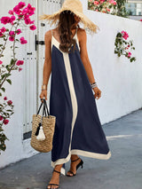 Marina - Langes lockeres Kleid mit Trägern – Blau