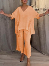 Ebony - Zweiteiliges Sommer Outfit Setzen – Orange