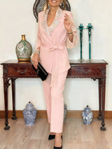 Nitzanit - Elegantes Zweiteiler Set Aus Jacke Und Hose – Rosa