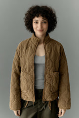 Kyrie | Damen Steppjacke Mit Hohem Kragen – Armeegrün