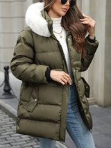 Daunenjacke Damen Mit Kapuze | Gefütterter Winterlook – Olivgrün