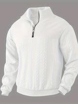 Roman | Eleganter Vintage-Pullover mit Reißverschluss – Weiß