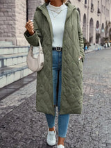 Daunenjacke Damen Lang Mit Kapuze | Gepolstertes Design – Grün